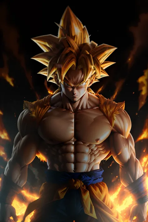 masterpiece, best quality, goku, super Saiyan, yellow hair