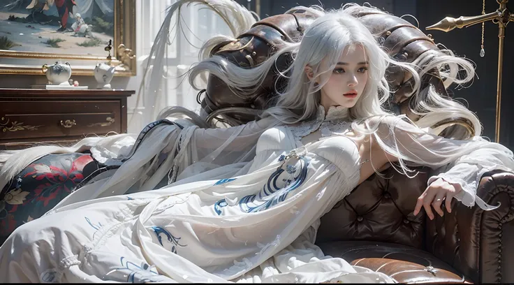 a close up of a woman with white hair and a white mask, beautiful character painting, guweiz, artwork in the style of guweiz, white haired deity, by Yang J, epic exquisite character art, stunning character art, by Fan Qi, by Wuzhun Shifan, guweiz on pixiv ...