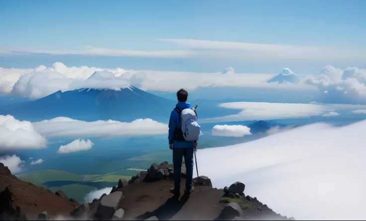 Mt. Fuji Blue sky and white clouds Wide format photo