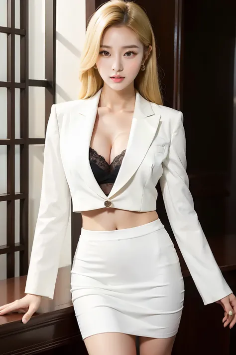 arafed asian woman in a white shirt and black skirt posing for a picture, jaeyeon nam, gorgeous young korean woman, beautiful south korean woman, korean girl, beautiful young korean woman, korean woman, heonhwa choe, korean womens fashion model, smooth whi...