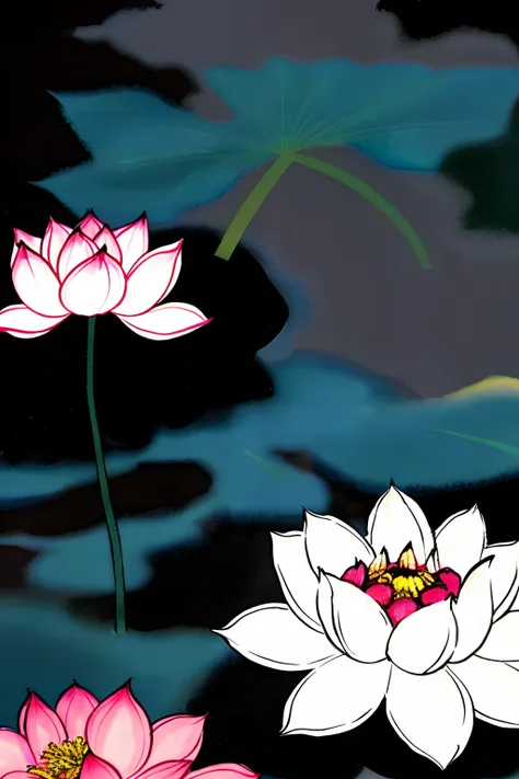 shukezouma, negative space, shuimobysim, (Minimalism:1) , lotus,