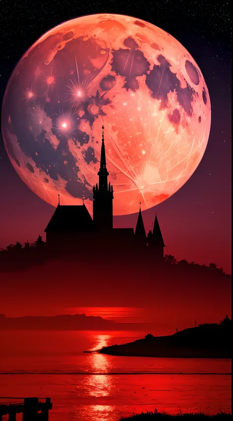 Red Moon，8K wallpapers，extreme beautiful，winning artwork