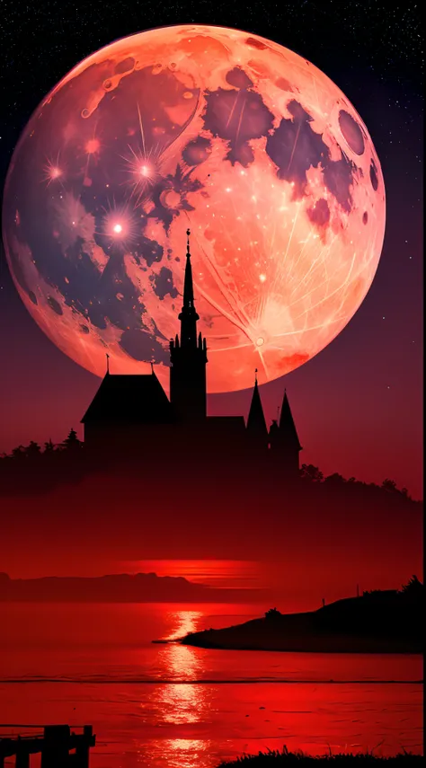 Red Moon，8K wallpapers，extreme beautiful，winning artwork