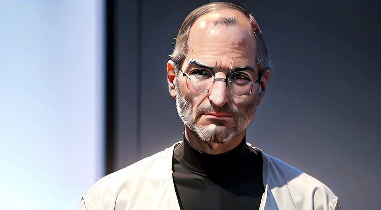 Steve Jobs de frente, apresentando o Iphone em um palco, imagem com fundo branco