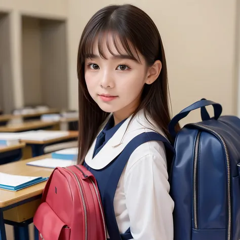 (Elementary school girls)(Limb defects)(Well-formed skin)(long lashes)(a school bag)