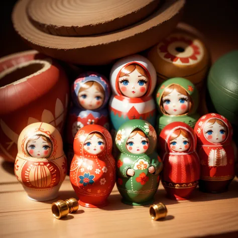 Russian matryoshka, doll set, 7 miniatures, great light