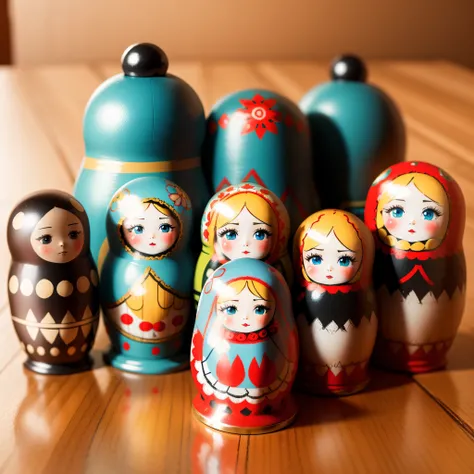 Russian matryoshka, doll set, 7 miniatures, great light