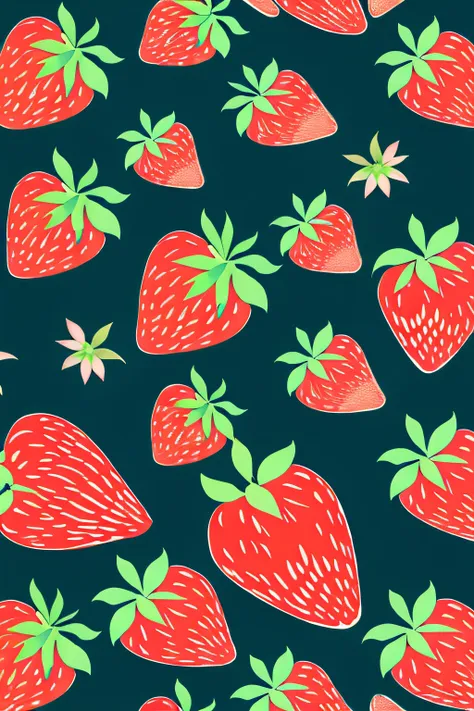 tmasterpiece，best quality at best，kpstyle，fruit strawberry，simple backgound，too much，t-shirt design，rzminjourney，vectorial art，d...