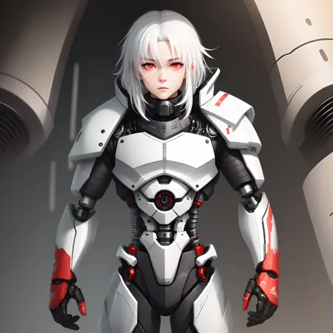 White-haired red pupils，Mechanical body