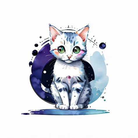 circular design, logo art, (cat design with blueberry),(on the table), fantasy, colorful, vintage,  charming: white background, lowbrow art, digital illustration, radiant; gouache, 16k, minimalistic, doodle, CGSociety, solarpunk, crispy quality, sharp, bri...