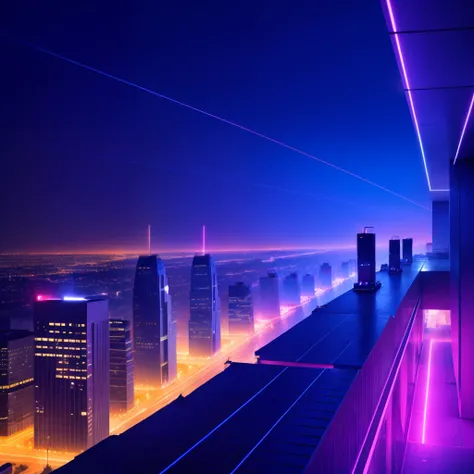 city night scene，Brilliant neon，Buildings，Dynamic and bustling，Ambilight。