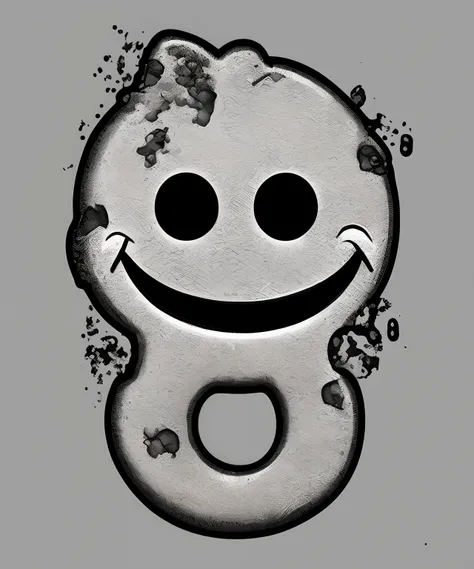 Emoji de grafite com um sorriso borrifado em preto no branco