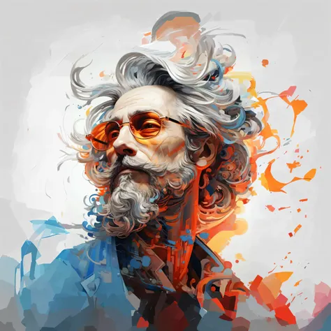 A painting of a man with glasses and a beard, Digital painting style, Inspiring digital art, Epic portrait illustration, Incredible digital art, high quality digital painting, stunning digital illustration, Beautiful digital artwork, Amazing digital art, g...