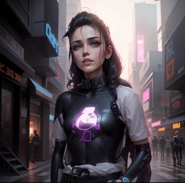 Change Background cyberpunk handsome girl.realistik face