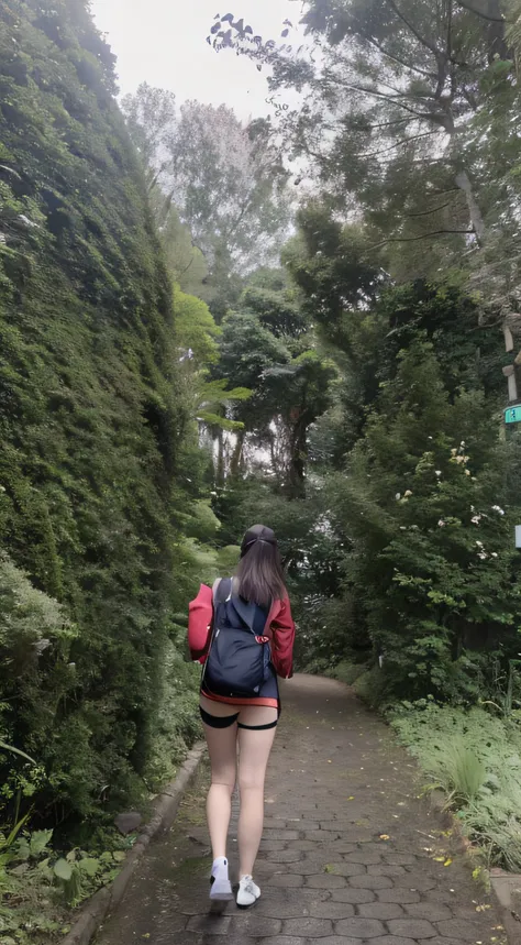 there is a woman walking down a path in the woods, trees in the background, forest city streets behind her, walking through the trees, girl walking in forest, amidst nature, walking around in forest, walking around in a forest, in the middle of a forest, f...