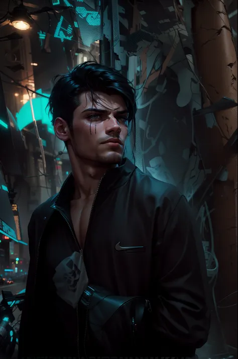 Change background cyberpunk handsome boy, realistic face, 8k, high details