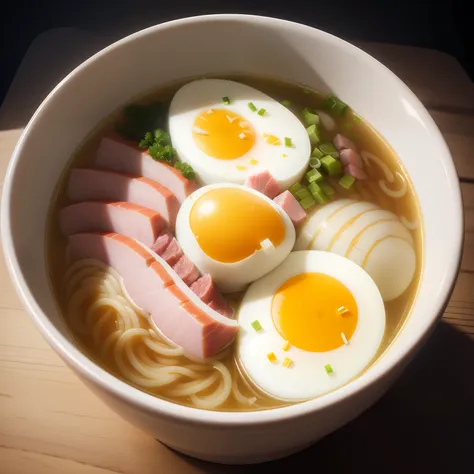 1 large cup ramen, soft-boiled egg, slices of boiled ham, close-up,
Food Sticks
(Still Life)
Fog, Haze, High Detail, Ultra Detail, Complex Detail, Fine Detail, Hyper Detail, Cinematic, Hyper Realistic 
Hyper Realism Soft Light, Studio Lighting, Diffuse Sof...