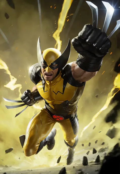 Hugh Jackman, Wolverine, x-men, yellow and black leather suit.