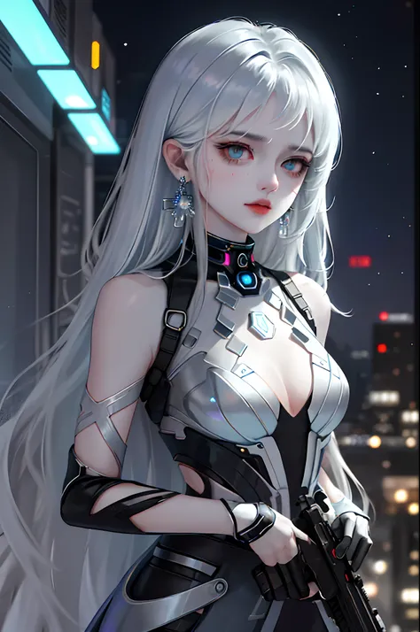 In a neon-lit dystopian cityscape, amidst the flickering holographic billboards and towering metallic structures, stood a remarkable young woman who seemed to embody both grace and power. Her striking appearance immediately drew attention as her long hair ...