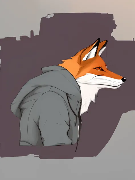 there is a drawing of a fox wearing a jacket and a hoodie, an anthropomorphic cyberpunk fox, portrait of an anthro fox, an anthro fox, anthropomorphic fox, an anthropomorphic fox, anthro portrait, furry character portrait, fursona art, anthro art, fursona ...