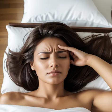 Woman lying down with headache