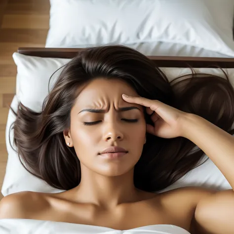 Woman lying down with headache