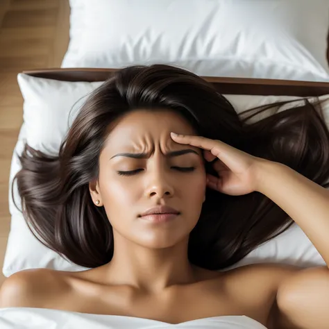 Woman lying down with headache