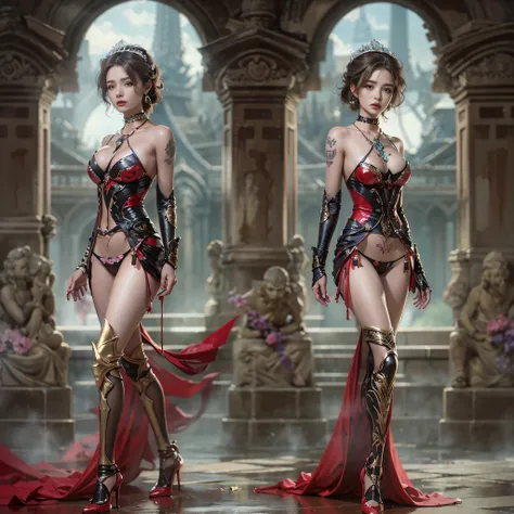 ((​masterpiece:1.4)、(top-quality:1.4)、(reallistic:1.7))、Beautiful girl strolling in the garden of fantastic ancient city、Sexy Daughter、Super beautiful girl、1girl in:1.4、Dress like a queen、Glossy luxury latex、Luxury Latex Bodysuit、By Luis Royo、age19、Super U...