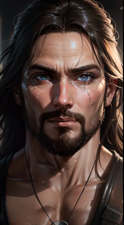 jesus christ as an action hero, realistic portrait, symmetrical, highly detailed, digital painting, artstation, concept art, smooth, sharp focus, illustration, cinematic lighting,