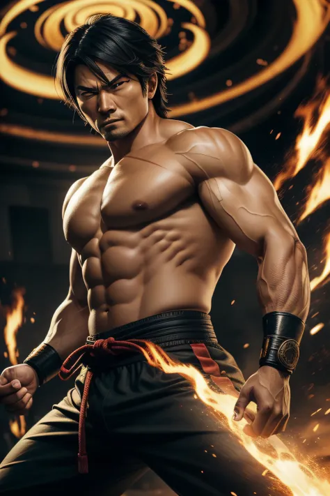 Tokita Ohma, o protagonista central de "KENGAN ASHURA," is a complex character full of enigma and power. His physical presence catches the eye with a loud, muscular build, cabelos escuros desgrenhados, and piercing gaze that reflects his intense determinat...