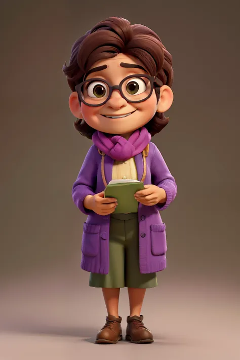 close-up de uma menina morena:2 em.........3d, coffee-colored skin:2, with a microphone in your hands, Chibi Digita | | ,obra-prima, de melhor qualidade, an elderly woman in glasses and a scarf, wearing a purple coat and green scarf, Standing in the park, ...