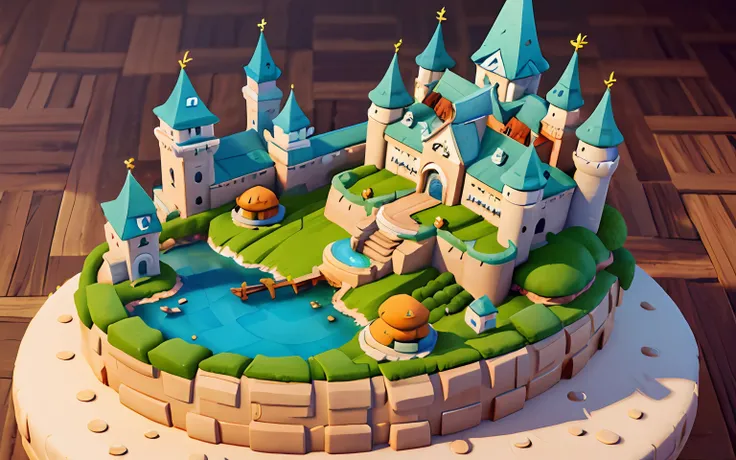 Closeup of an island with a castle on it, isometric island in the sky, 3 D rendering stylization, stylized concept art, isometric 3d fantasy island, floating and flying island, flying island, stylized 3d rendering, stylized game art