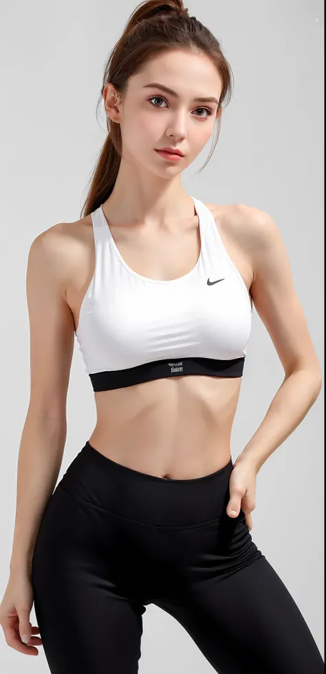 A gorgeous woman in a sports bra top standing on a track, Esporte bom, sport bra and shirt, sport bra and shorts, detailed sports bra, sports bra, brassier, Desportivo, menina em forma, sporty physique, roupas esportivas fofas, corpo atletico, two piece wo...