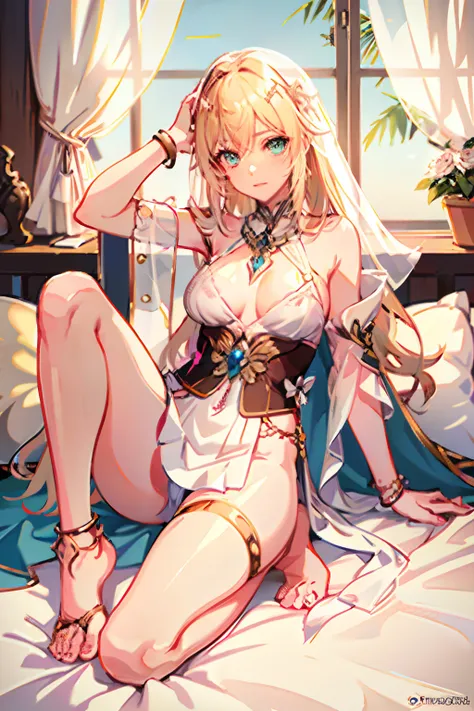 masterpiece, best quality,
1girl, night, Nineveh, meteor shower background, ultra-detailed, solo, looking at viewer, (curvy:1.1), (wavy hair:1.1), (breasts apart:1.3), groin, (bottomless:1.2), (no panties:1.2), (pasties:1.3), neck ring, armlet, bracelet, (...