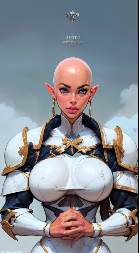 (((1girl:1.8))), ((bulky woman:1.5)) female, sehele style, anime style, (((dark elf))) (((skyblue skintone:1.4))) (((smoldering eyes))), ((bald:1.5)), ((no hair:1.5)), 8k, 4k, Unreal Engine 5, octane render, tight clothing, ((puffy lips)) trending on pixiv...