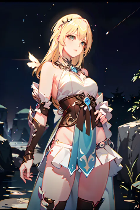 masterpiece, best quality,
1girl, night, Nineveh, meteor shower background, (groin:1.2), (bottomless:1.2), (no panties:1.2), (pasties:1.3), Vaginal sulcus，female genital，Meat urinal，No top，No shirt，dewpoint