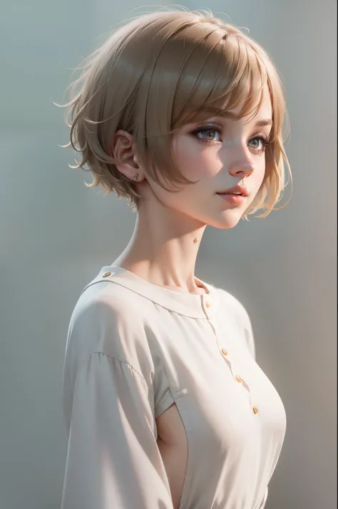 Waist (extremely detailed CG wallpaper unit 8k, masterpiece, best quality, ultra-detailed), (best lighting, best shadow, an extremely delicate and beautiful), featuring a female character with stunning (beauty face & short bob cut hair), pose dynamic, high...