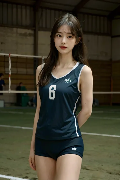 a nogizaka girl posing for a photo,(wearing volley_uniform:1.3),green uniform,
good hand,4k, high-res, masterpiece, best quality...