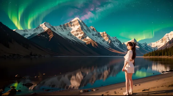 Ultra-grand scenes，The ultra-wide-angle lens captures the appearance of the adventurer girl on location。The adventurer girl can always quickly change clothes for scene elements，And the change in clothing does not affect the display of her physical characte...