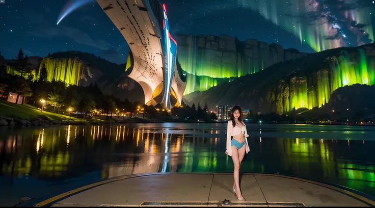 Ultra-grand scenes，The ultra-wide-angle lens captures the appearance of the adventurer girl on location。The adventurer girl can always quickly change clothes for scene elements，And the change in clothing does not affect the display of her physical characte...