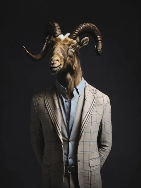 a goat wearing a suit