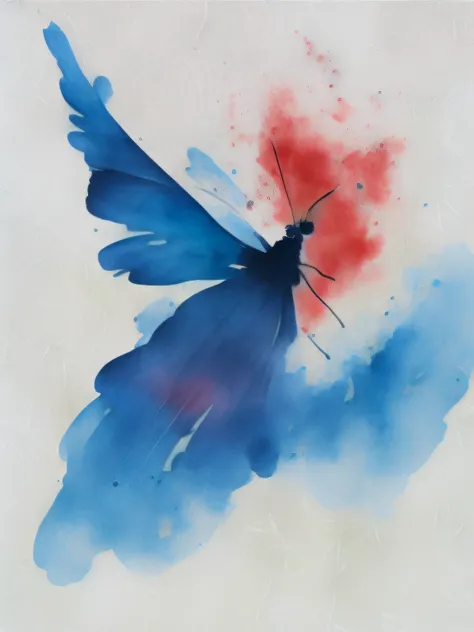 Draw a butterfly watercolor on paper, Butterfly, water color art on paper, watercolour on paper, watercolour on paper, water color art on paper, Watercolor and ink, blue and white and red mist, aquarelle, blue and red tattoo, pencil and watercolour, author...