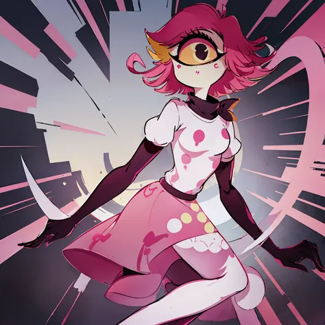 niffty, 1girl,
(originaloutfit), (white shirt, pink skirt, gloves, black tights), cyclops, portrait, perfect anatomy, ai's pose