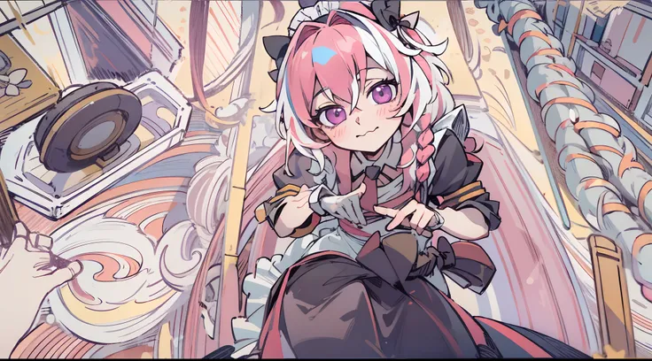 (masterpiece:1.2), ultra-detailed, illustration, absurdres, astolfo, long braid, looking at viewer, purple eyes, hair between ey...