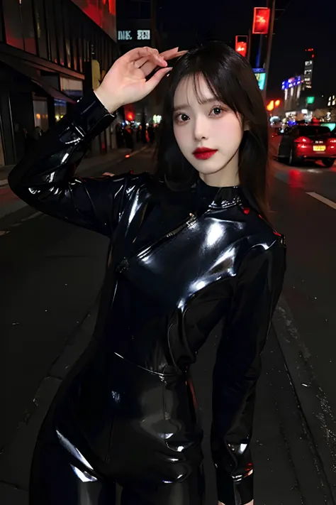 Killing City Super beautiful face Long legs Latex clothes Clothes are broken 
黑丝袜