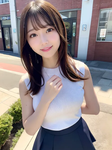 (8K、top-quality、​masterpiece:1.2)、(realisitic、Photorealsitic:1.37) Hi-Res、（Posture with legs raised high:1.5）（a miniskirt:1.5）The ultra-detailliert、1 Girl Asian, cute little, cute  face, 独奏, Short hair 1.2, Textured skin, beautiful smiling face, Beautiful ...