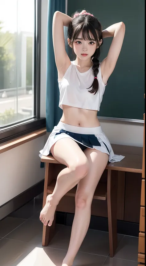 4K Ultra HD,，Do not wear underwear and panties， Medium，Ejection，Transparent JK school uniform，Superskirt，Superskirt，sleeveless tops，Hairy underarms，Get wet all over your body，Masterpiece, Cute little girl s,weeping ，Good student，Nice face, Detailed eyes, T...