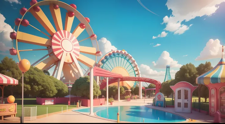 An amusement park，c4d，adolable，brightly