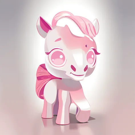 anthropomorphic horse，Horse face,White skin，Pink skin，Beautiful cute horse - girl, lovely digital painting, Cute detailed digital art，Overall bright environment，Pink base