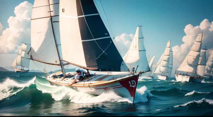 Sailing competition in the waves